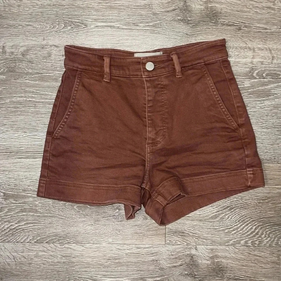 Everlane Womens The Cotton Twill Short Rosewood Brown Size 0 - Picture 3 of 7